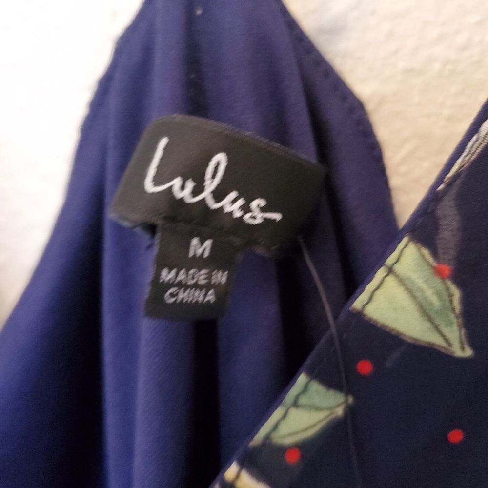 Lulus Maxi Dress Loiselle Navy Blue Floral Print Polka Dot Wrap Dress Size M NWT - Picture 8 of 16